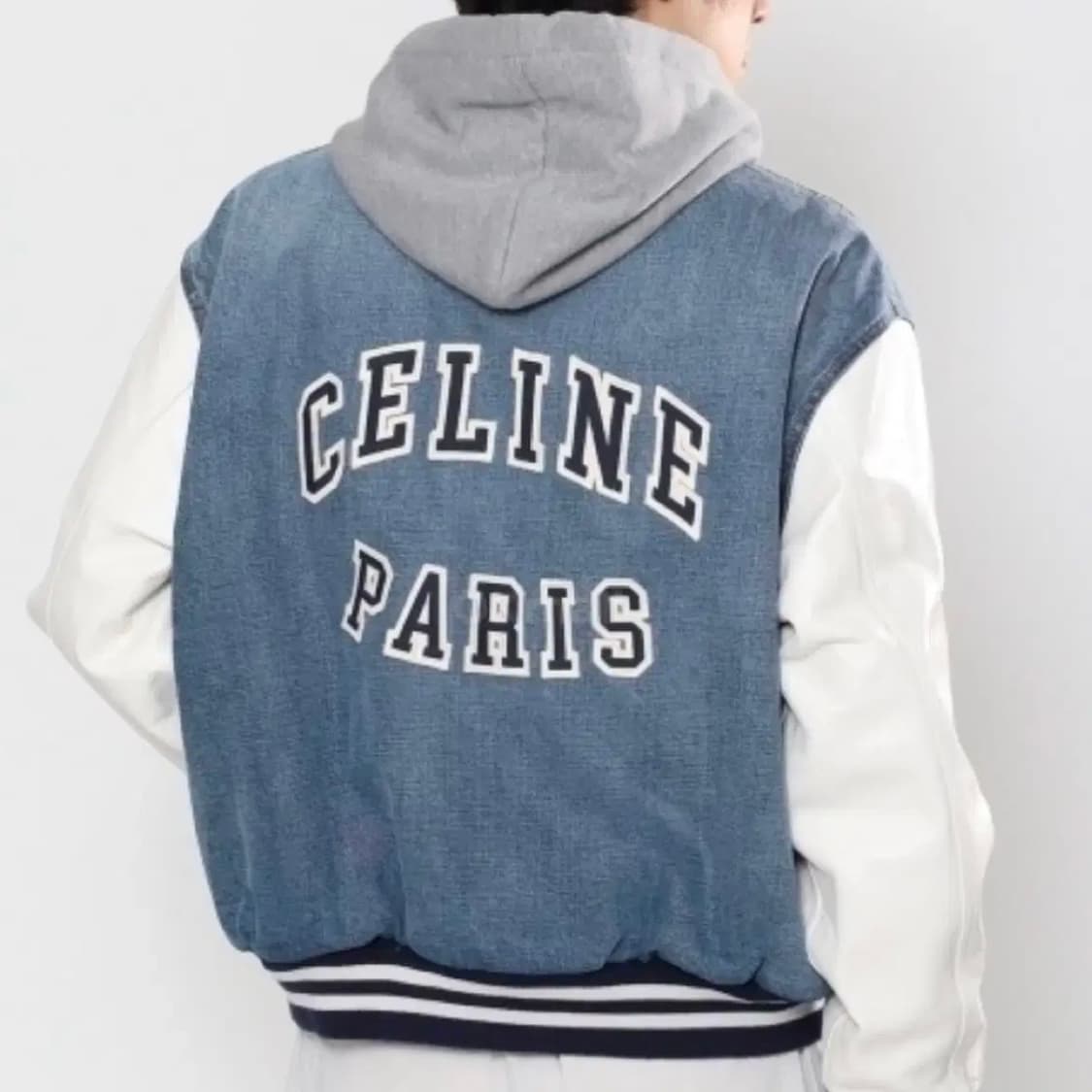 [S급/L] 24SS 셀린느 연청 데님 테디 후드 바시티 자켓 상품이미지9