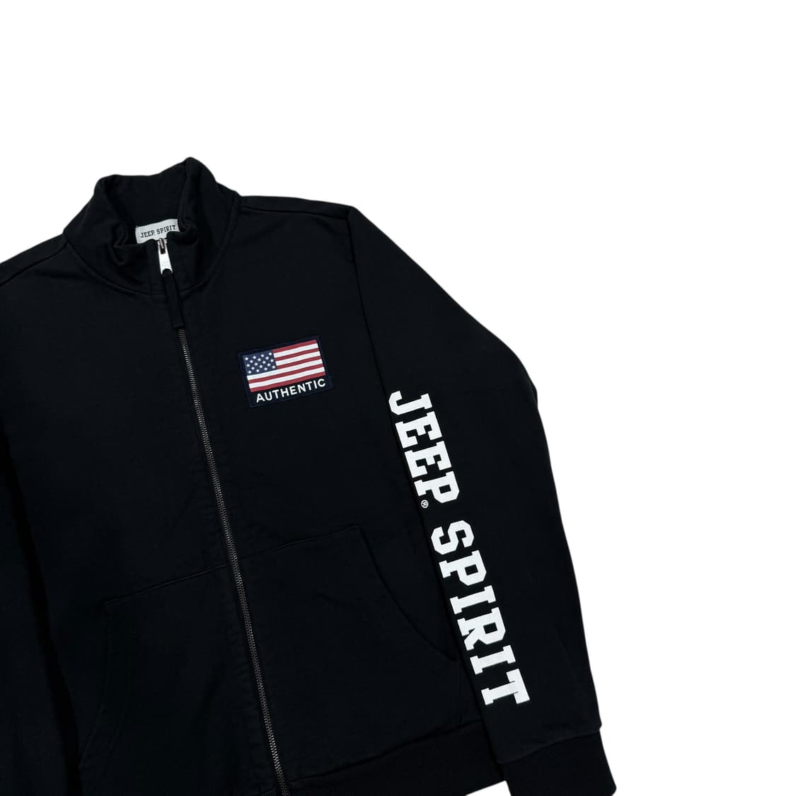 지프 빈티지 Y2K 성조기 아틀레틱 면 집업 져지 블랙 XL 105 상품이미지3