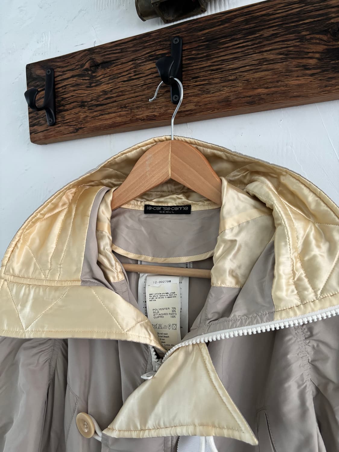 Sacai 사카이 밀리터리 베이지 실크 혼방 코트 상품이미지2