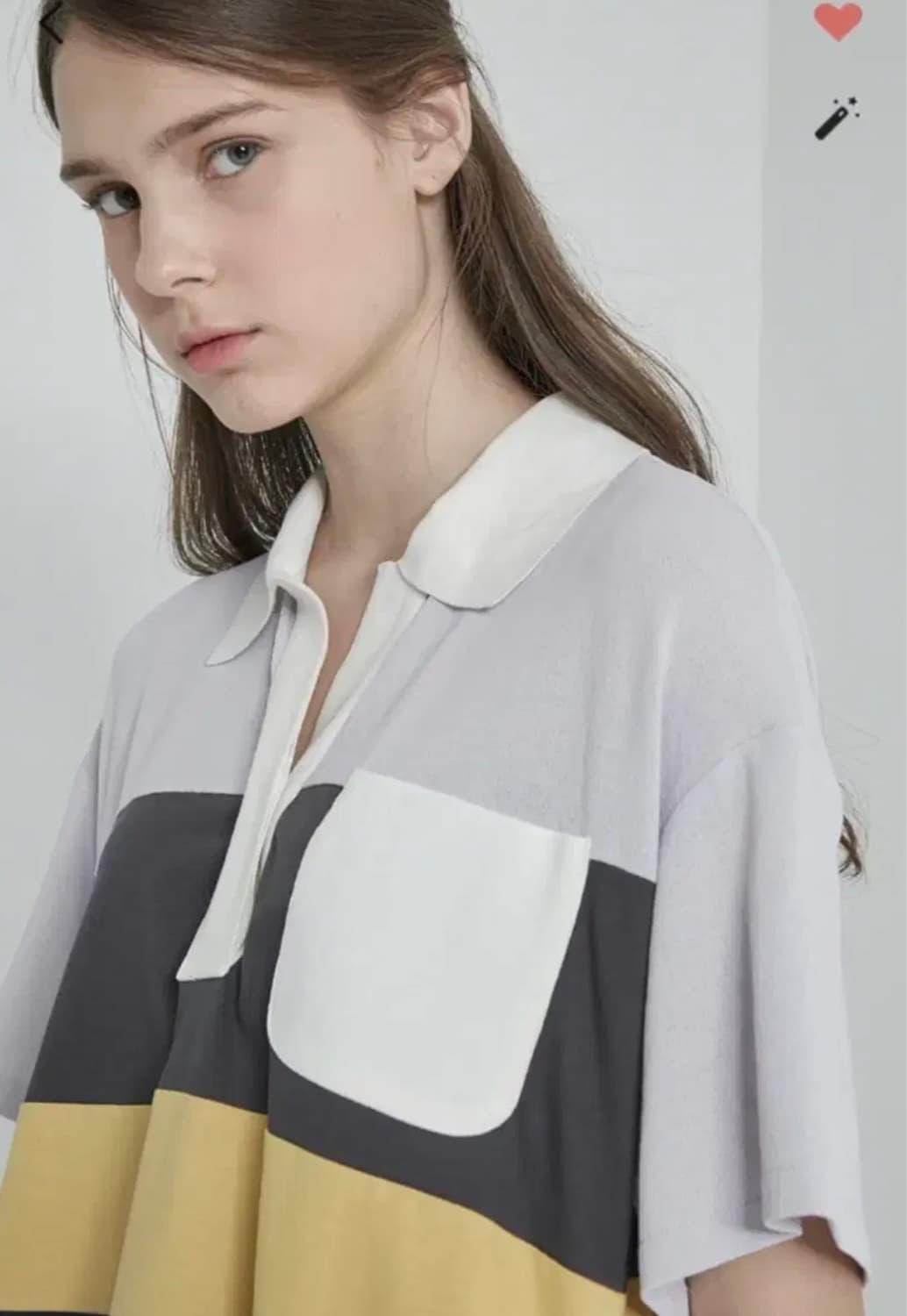 SJSJ 컬러블록 오픈카라 드레스 상품이미지3