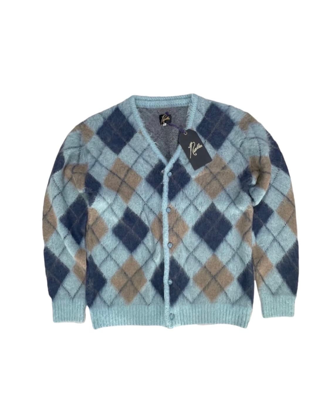 니들스 모헤어 아가일 가디건 상품이미지1