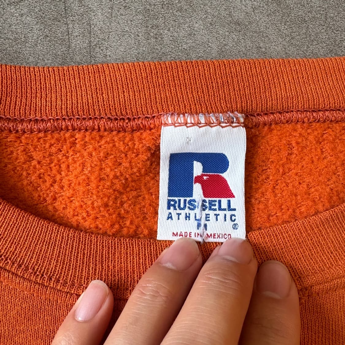 90s 90년대 멕시코 생산 러셀 블랭크 오렌지 스웻셔츠 상품이미지5