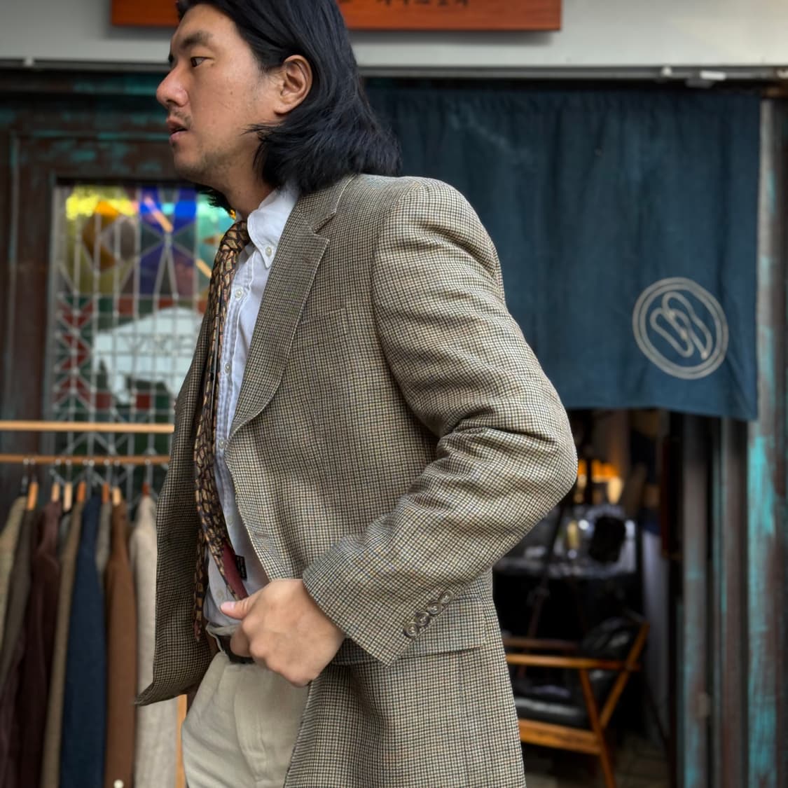 로렌 랄프로렌 울 블랜드 건 클럽 체크 자켓 38R 상품이미지7