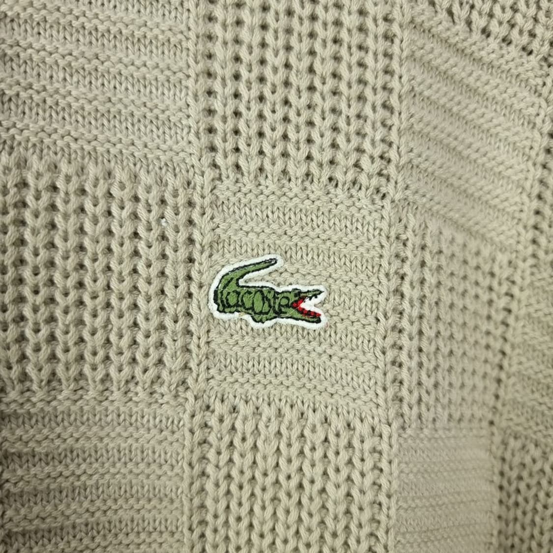 [라코스테] 체크 패턴 로고 패치 니트 베이지 M19469 상품이미지6
