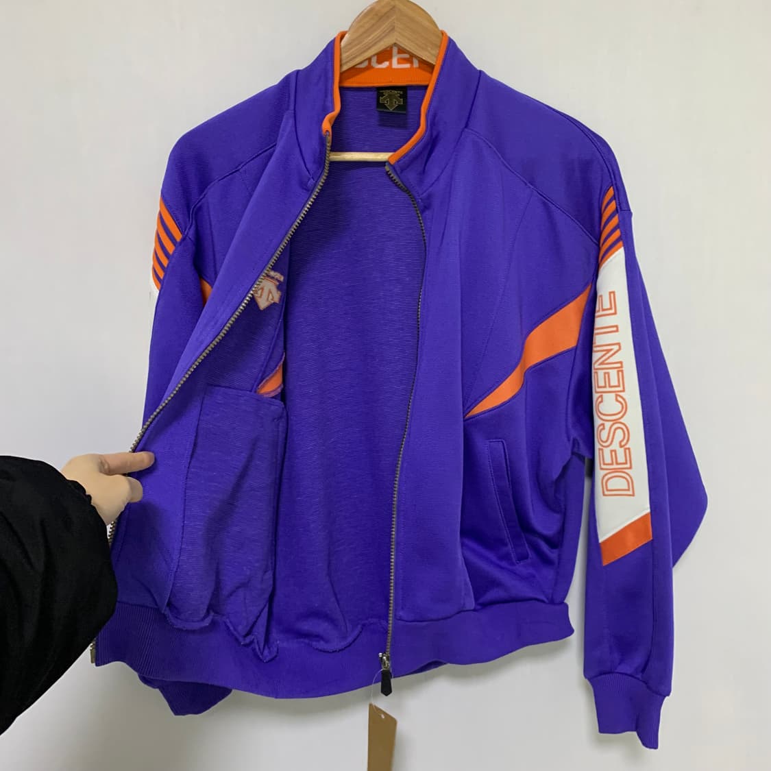 데상트 퍼플 오렌지 트랙 자켓 져지 집업 L 00s 빈티지 상품이미지5