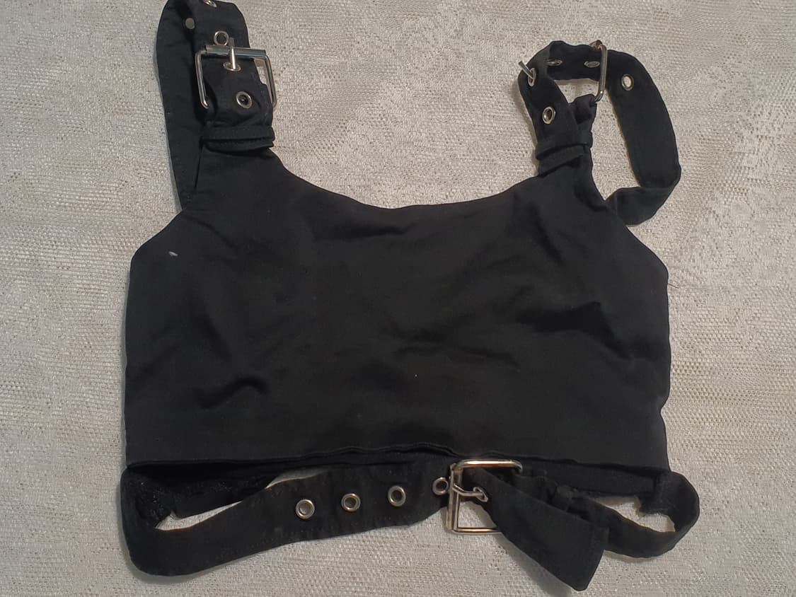 [빈티지] 블랙 버클 크롭 브라탑 상품이미지2