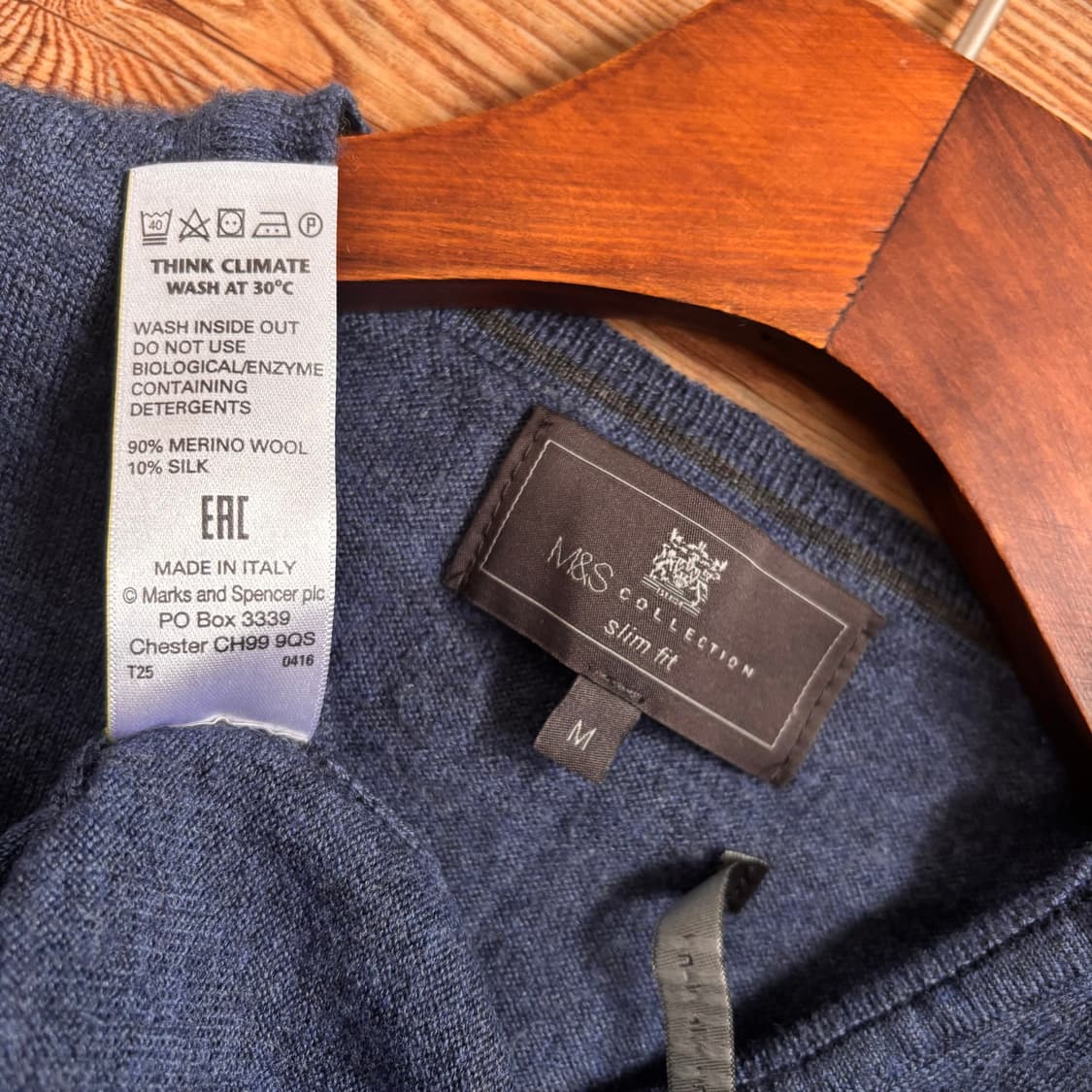 막스앤스펜서 이태리 여성 M 메리노울 실크 브이넥 니트 상품이미지6