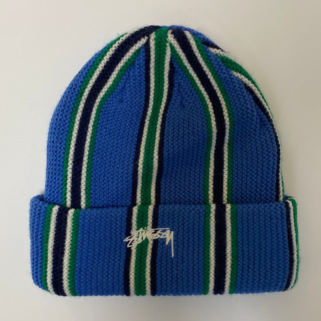 스투시(Stüssy) 버티컬 스트라이프 커프 비니 - 블루/그린 상품이미지2