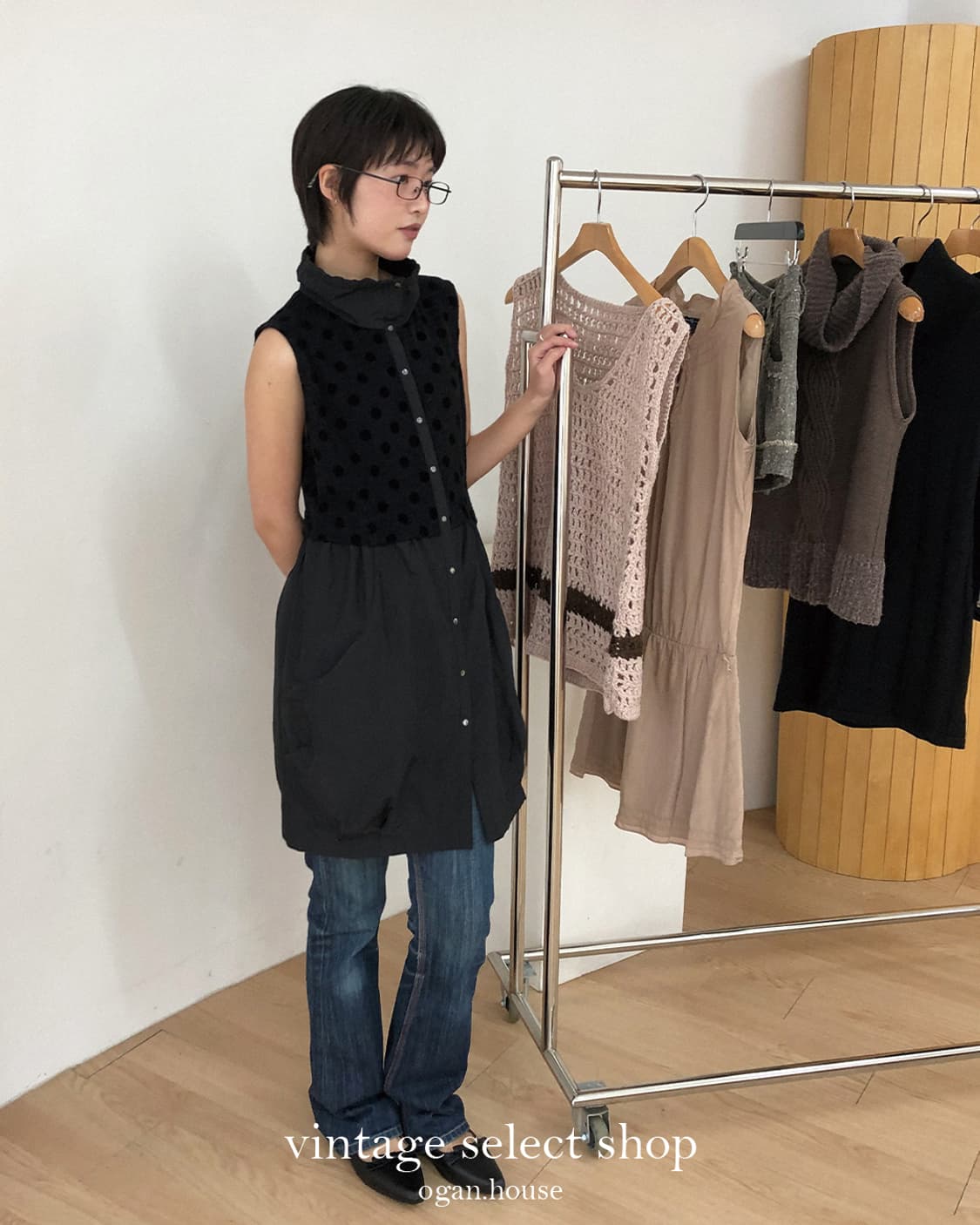 vintage dot frill layered top 상품이미지2