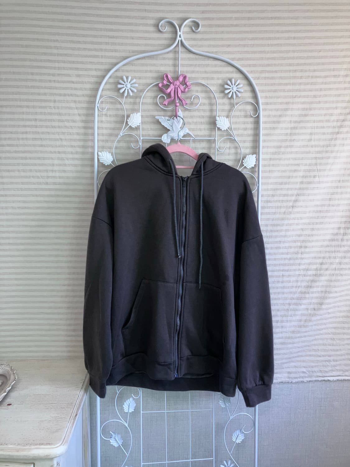 빈티지 차콜 어스 후드집업 y2k 스트릿 갸루 펑키 일본빈티지 상품이미지2