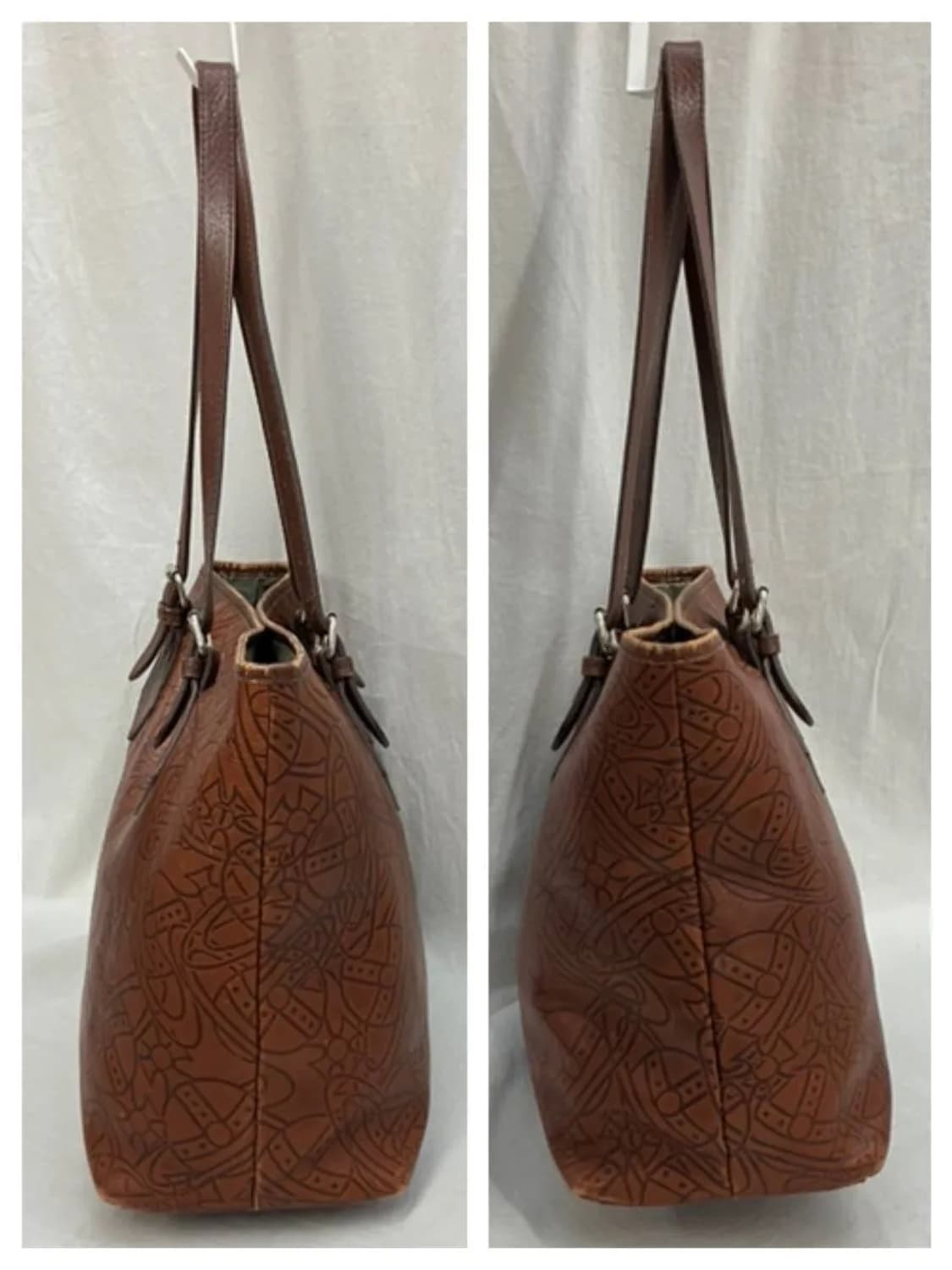 비비안 웨스트우드 로고 패턴 가죽 토트백 상품이미지4