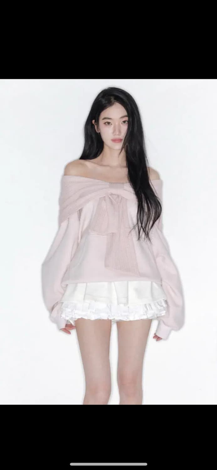 더티스 thetis 오프숄더 리본후드 핑크 상품이미지1