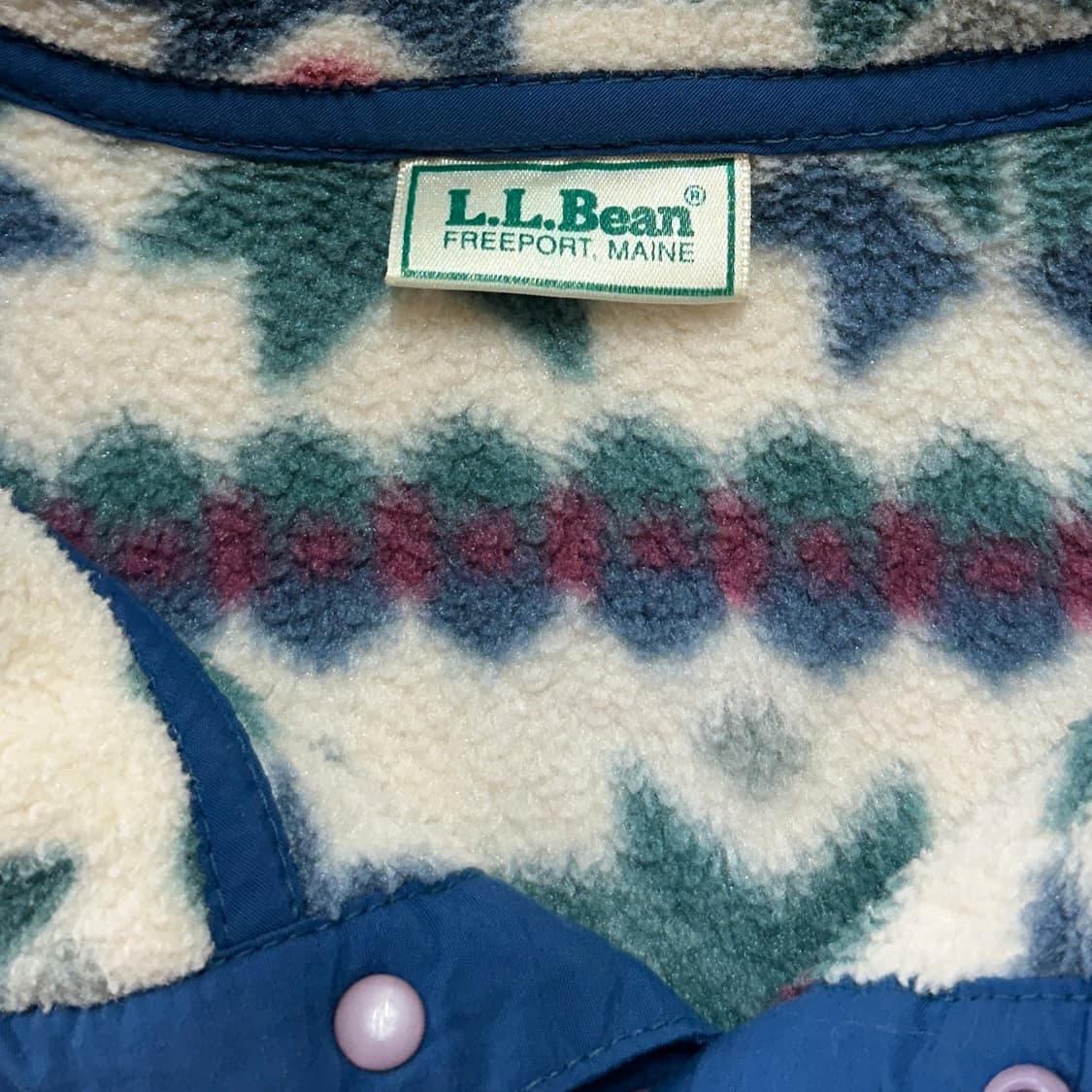 80s USA 엘엘빈 패턴 후리스 스냅티 100 상품이미지6