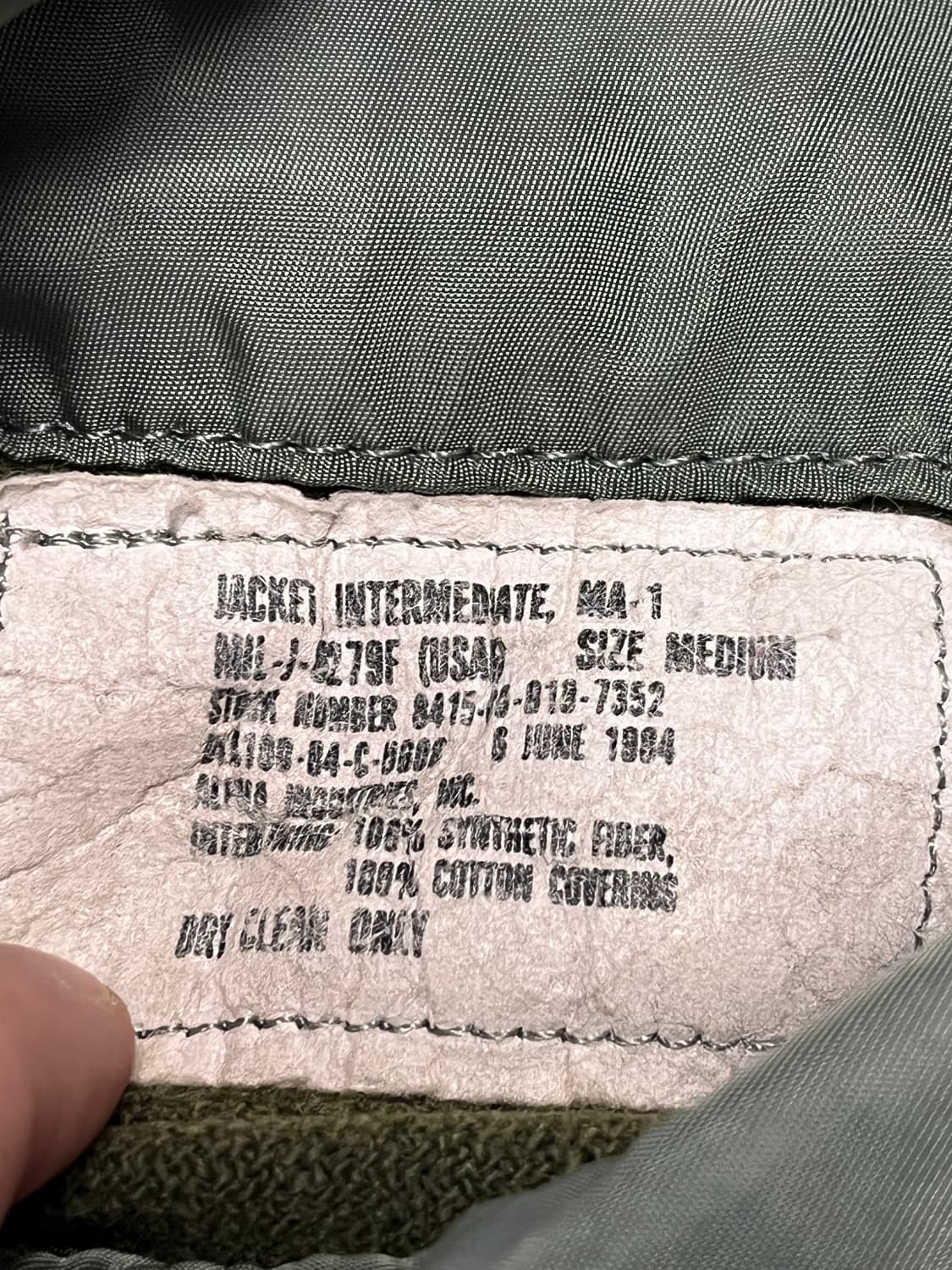 [M] 80s OG 오리지널 알파인더스트리 빈티지 MA-1 상품이미지6