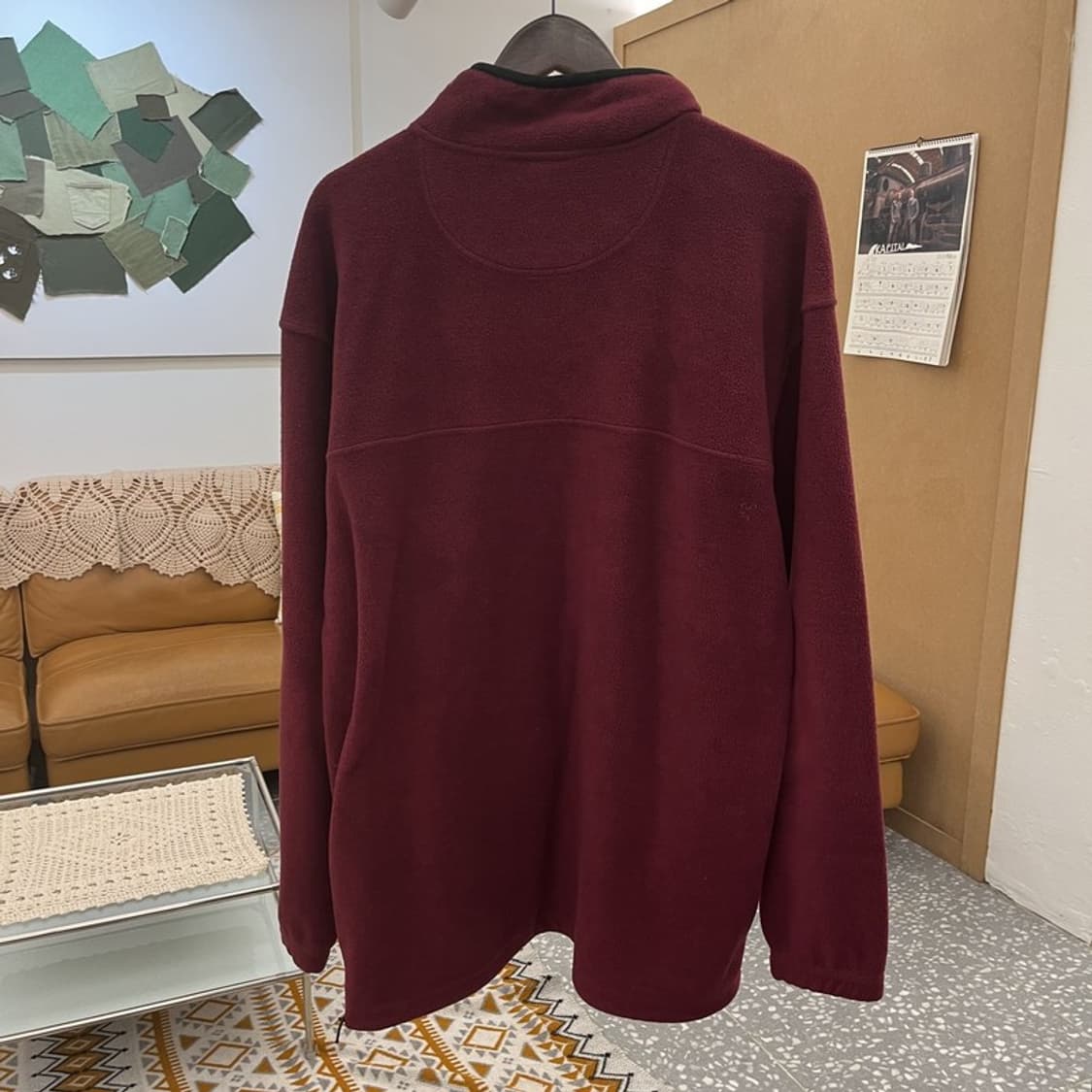 NHL 빈티지 빅사이즈 버건디와인 반집업 후리스 맨투맨 XL C10638 상품이미지4