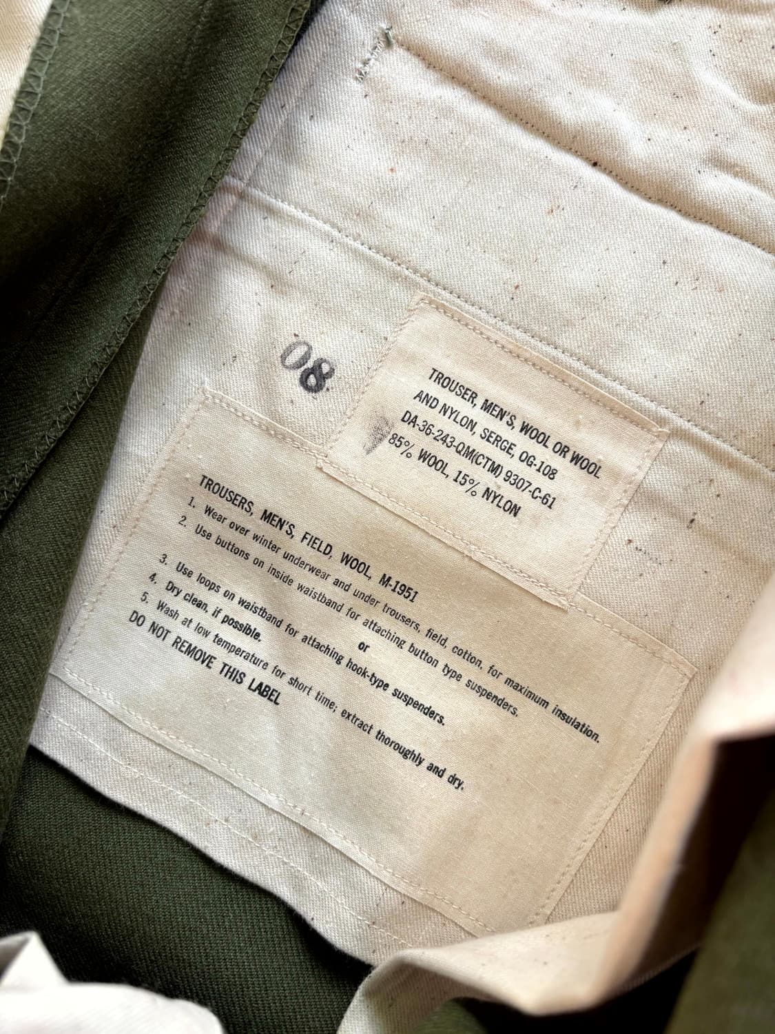 50's 미군 M-51 울 필드 트라우져 S-R 데드스탁 상품이미지7