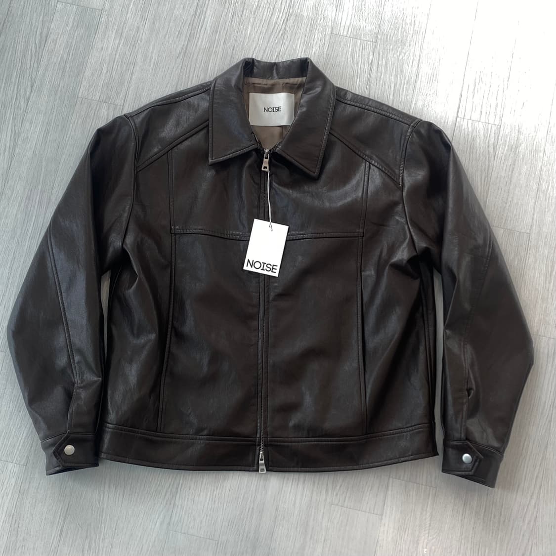 [새상품] 노이즈 투웨이 싱글 레더 자켓 L 브라운 상품이미지1