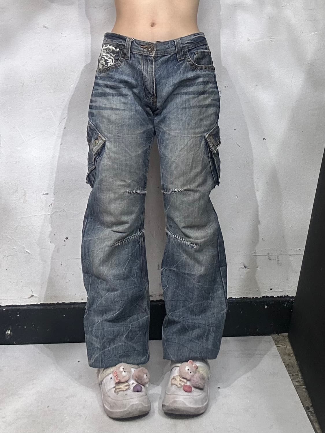 일본 빈티지 진청 대대장 데님 카고 팬츠 청 카고 바지  상품이미지2