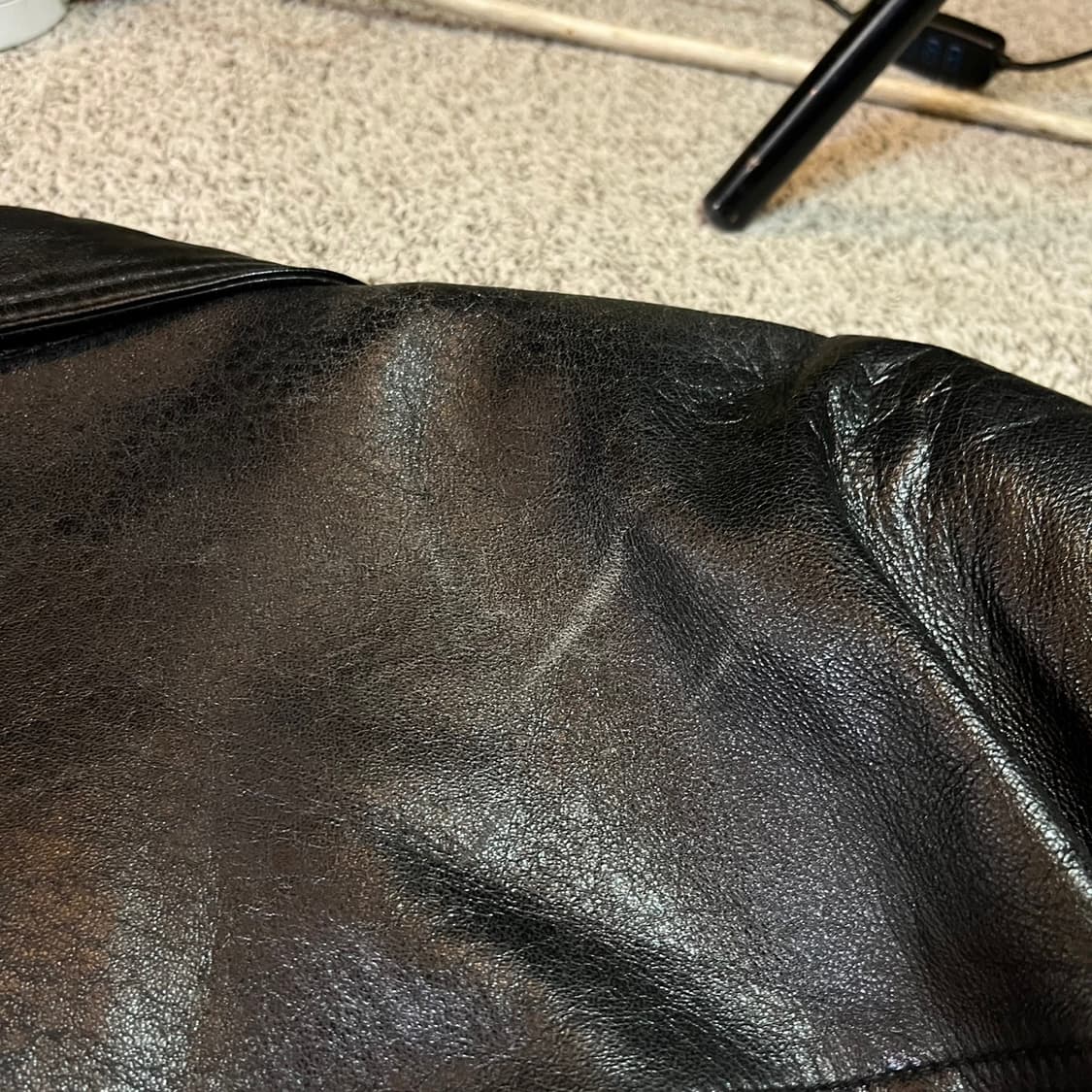 Vintage 빈티지 양가죽 커브드 라인 봄버자켓 상품이미지7