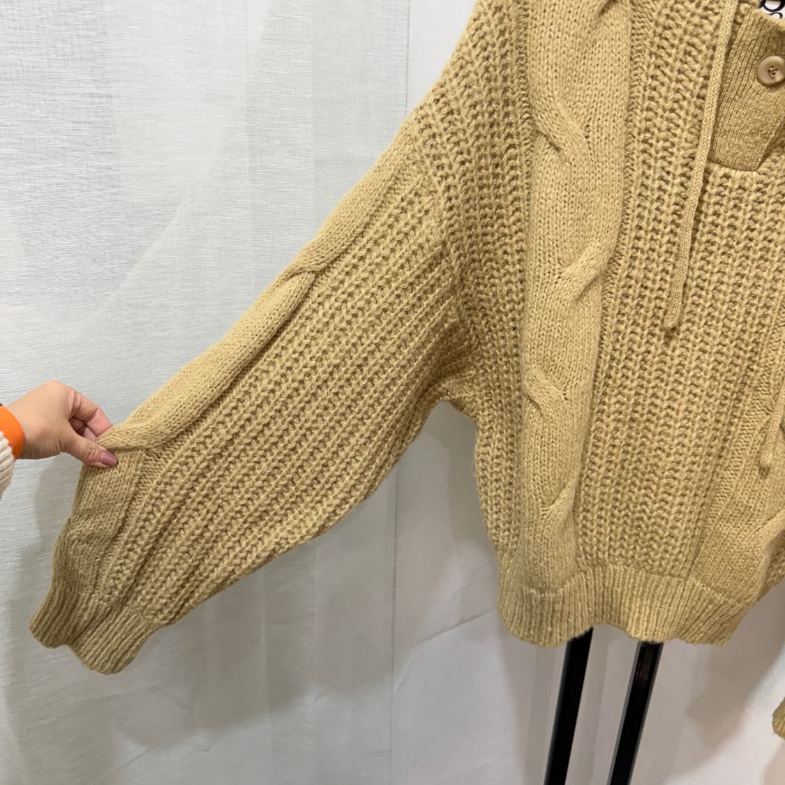 서로 꽈배기 케이블 후드니트 오버핏 벌룬니트 3990 상품이미지3