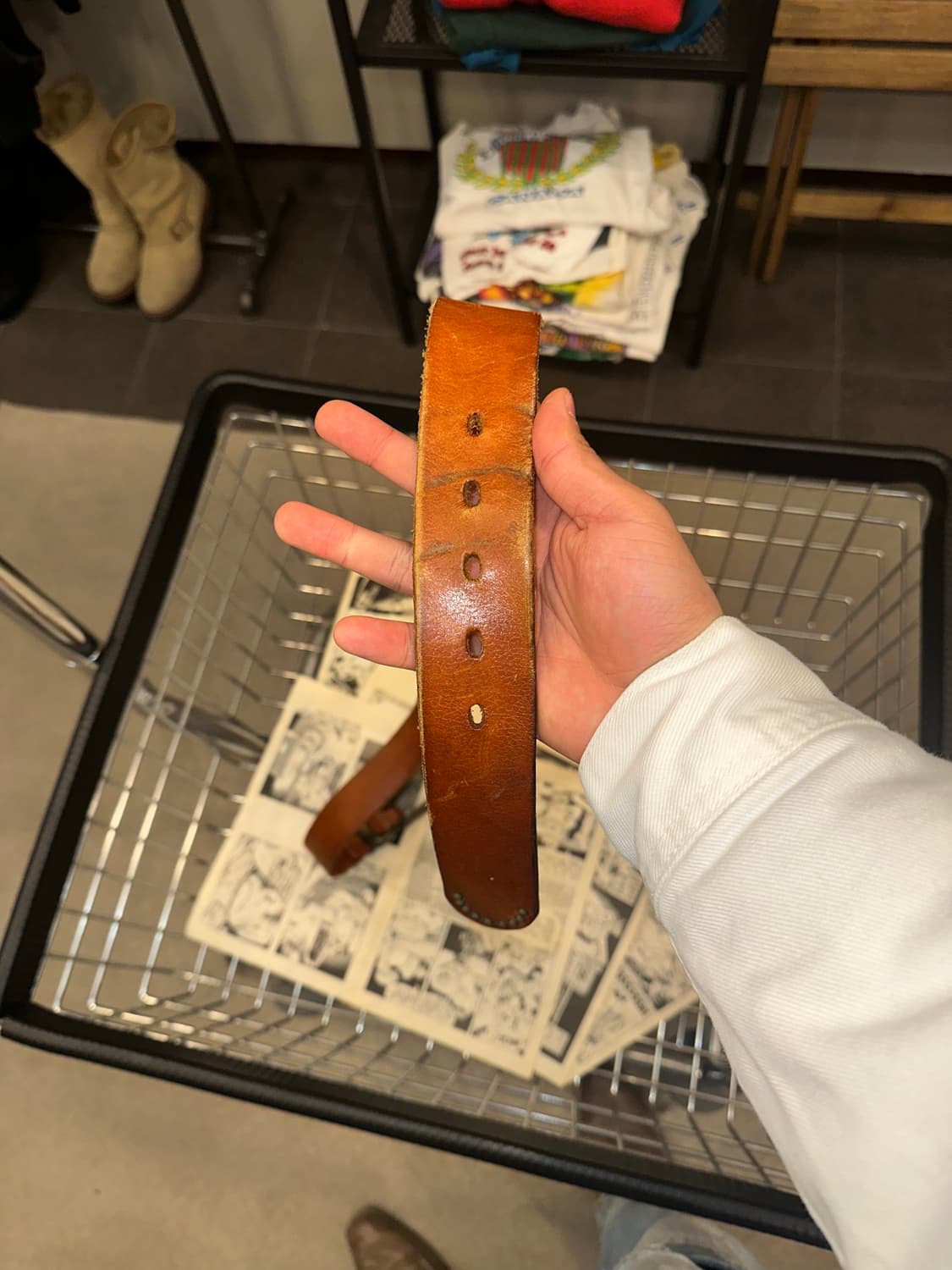 Real leather big buckle stud detail belt 상품이미지7