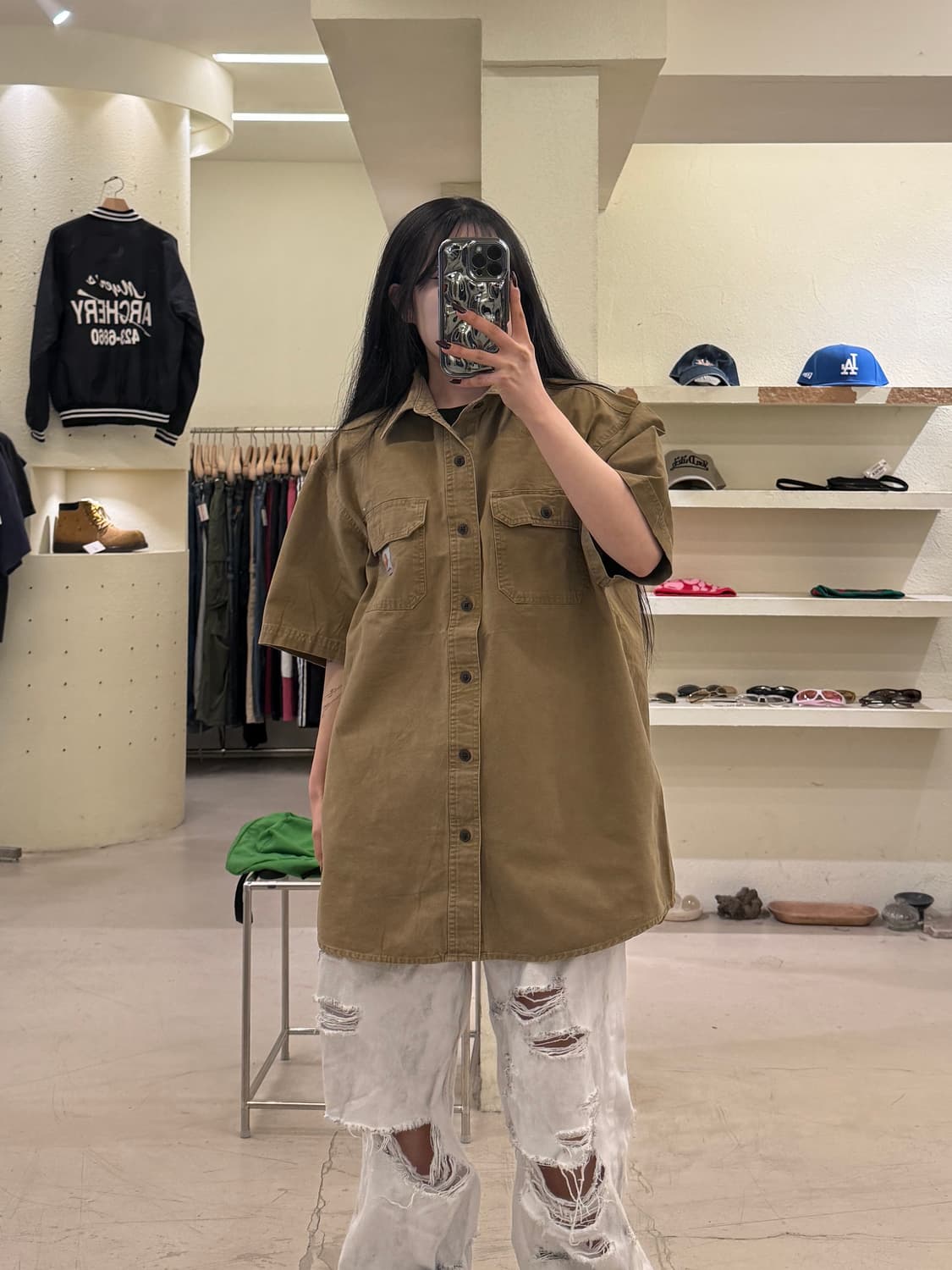 칼하트 워크 반팔 셔츠 브라운 U1157 상품이미지1