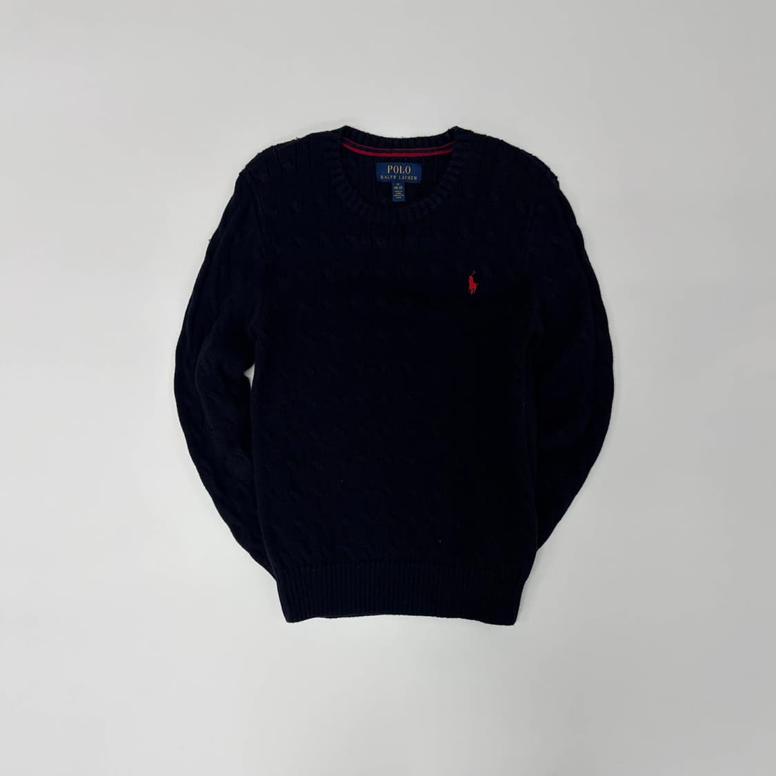 폴로 랄프로렌 네이비 케이블 크루넥 니트(M) 상품이미지2