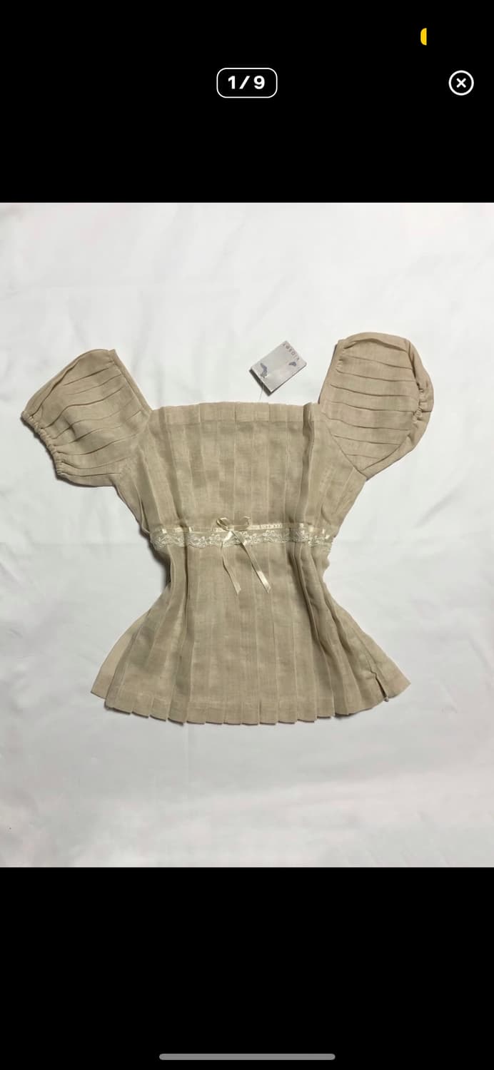 일본 빈티지 반팔 퍼프 아이보리 블라우스 로맨틱 히메갸루 달천깔 소죠 상품이미지1