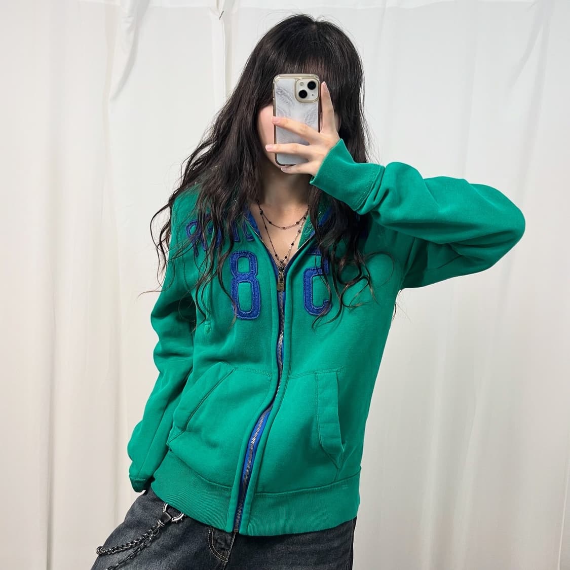 Hollister green hood zip-up 상품이미지3