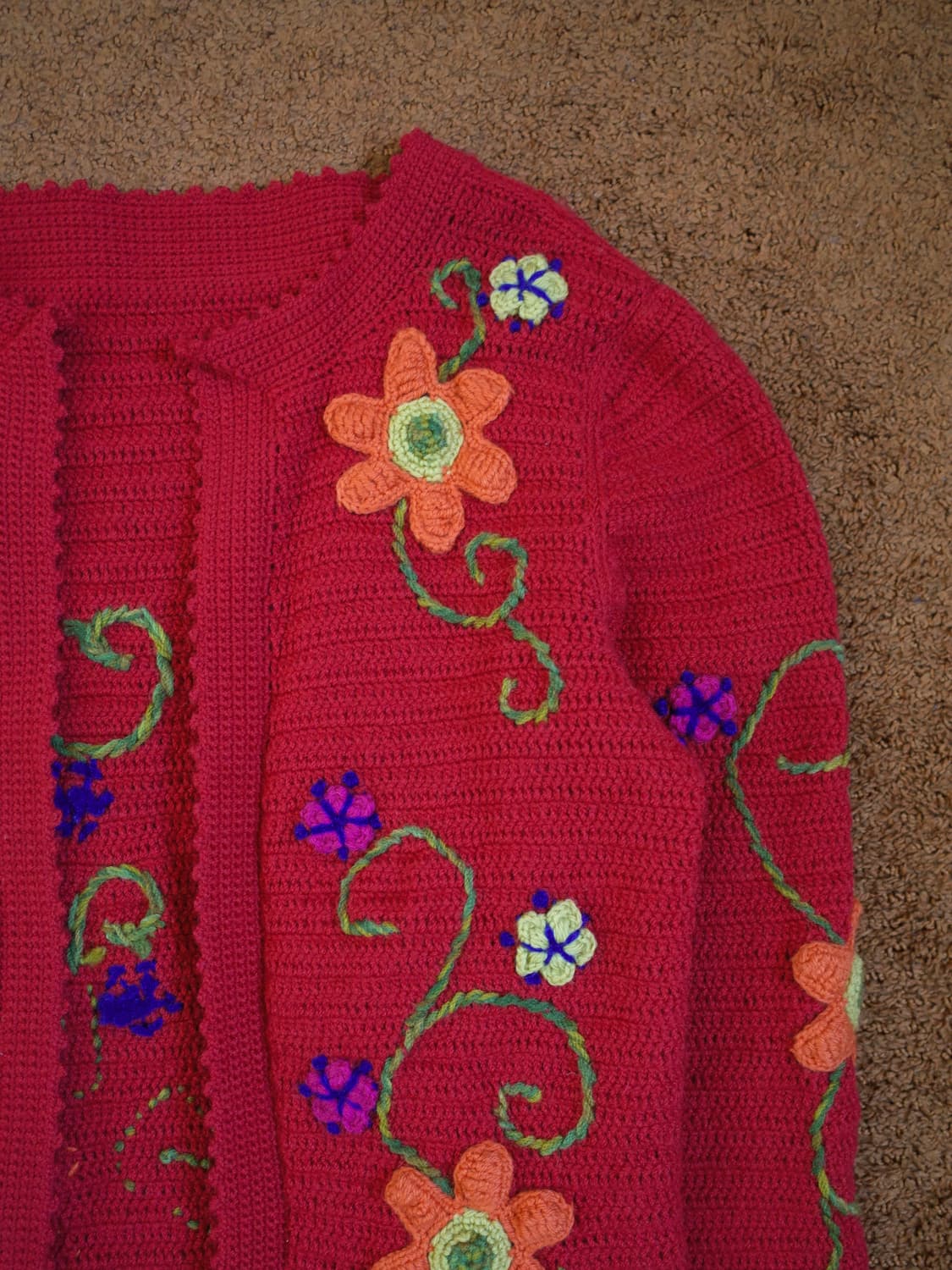 핸드메이드 플라워 패턴 니트 가디건 상품이미지4