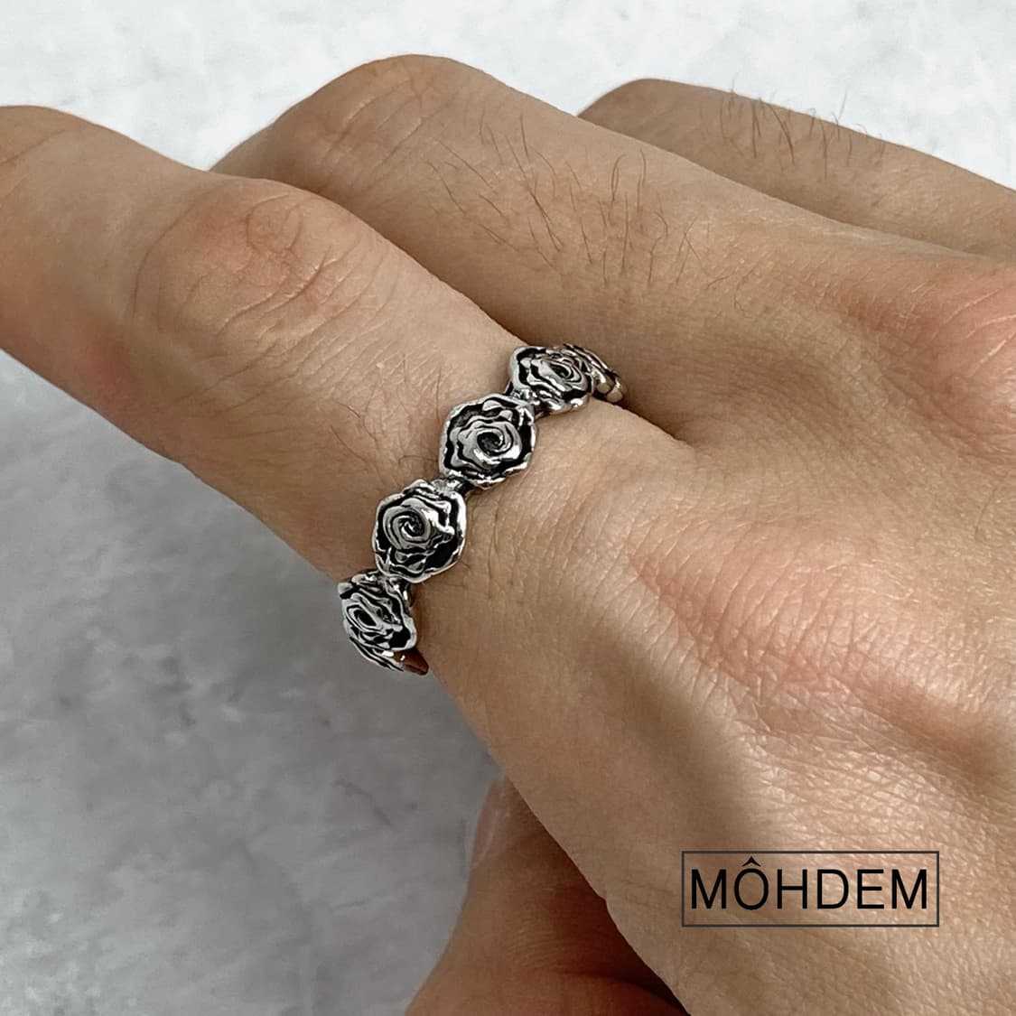 [Unisex]엔틱 로즈링 실버 오픈링 반지 상품이미지2