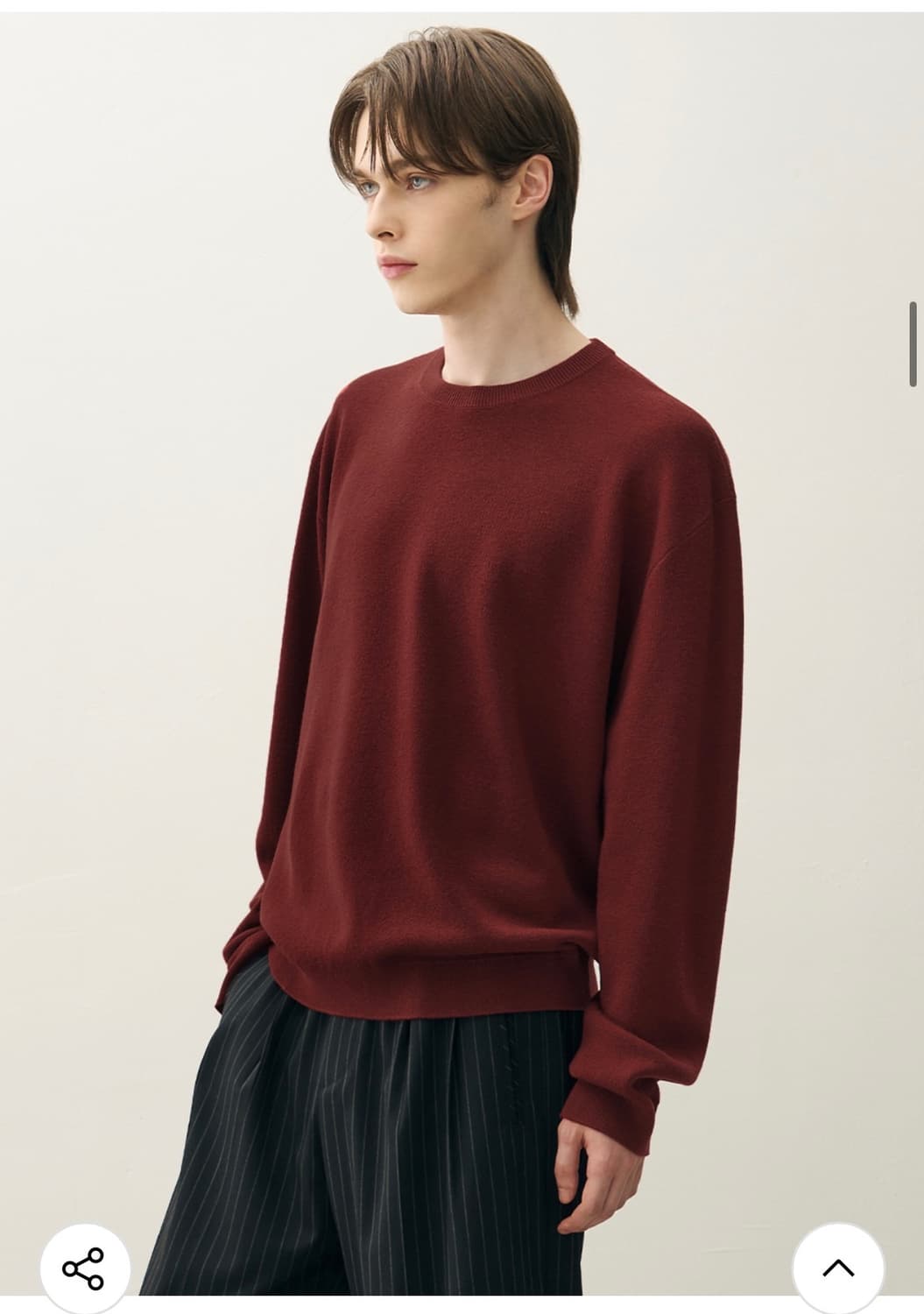 (새상품)(XL) 드로우핏 소프트 울 크롭 라운드 니트 DARK RED 상품이미지7