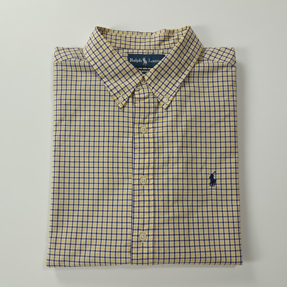CK455 2XL 폴로 00s 옐로우블루 마이크로체크 반팔 셔츠 남방 상품이미지7