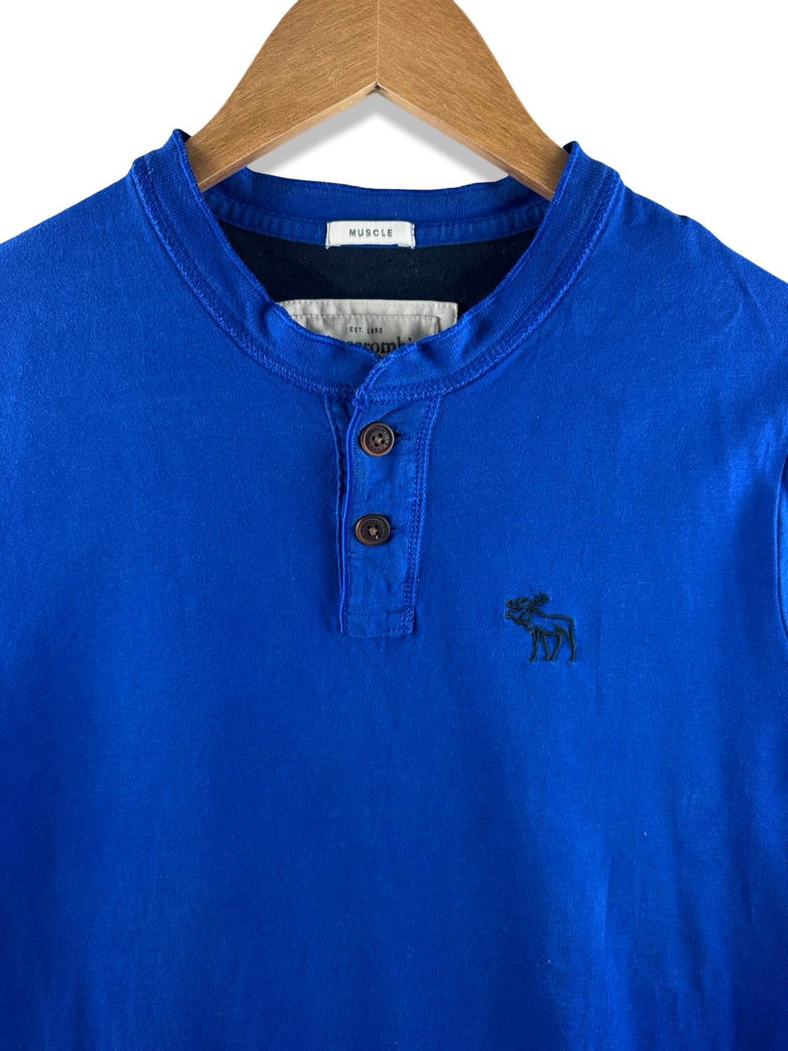 아베크롬비 블루 버튼 헨리넥 반팔티셔츠2796 상품이미지3