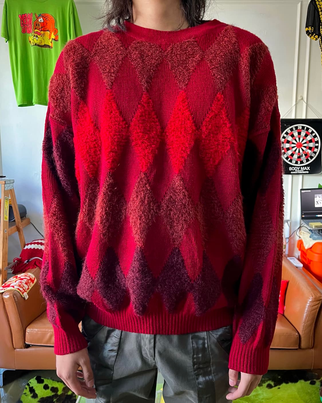 Italian Mohair Old Argyle Knit Sweater 상품이미지3