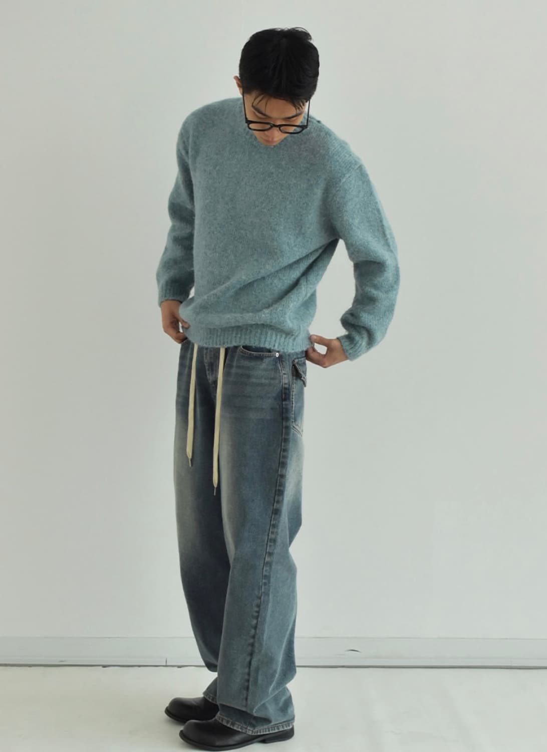 포에르미 Melle 와이드 스트링 데님 M 블랙  상품이미지3