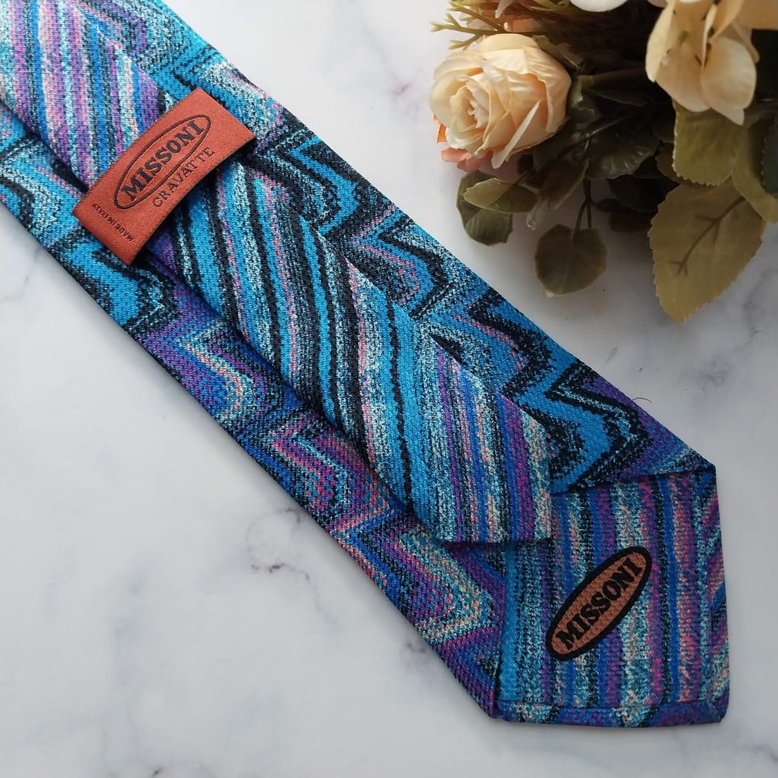 미쏘니 실크 블루 멀티 패턴 넥타이 9.6cm S등급 K1423
 상품이미지9