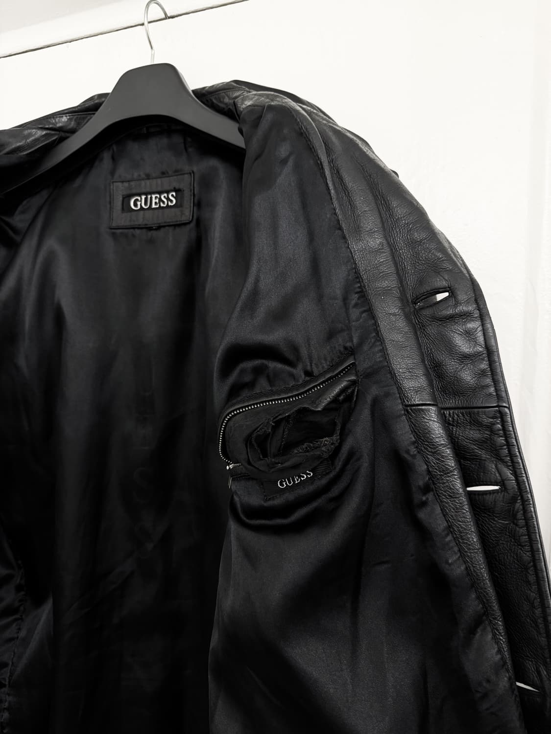  90s GUESS Genuine Leather Car Coat 상품이미지6