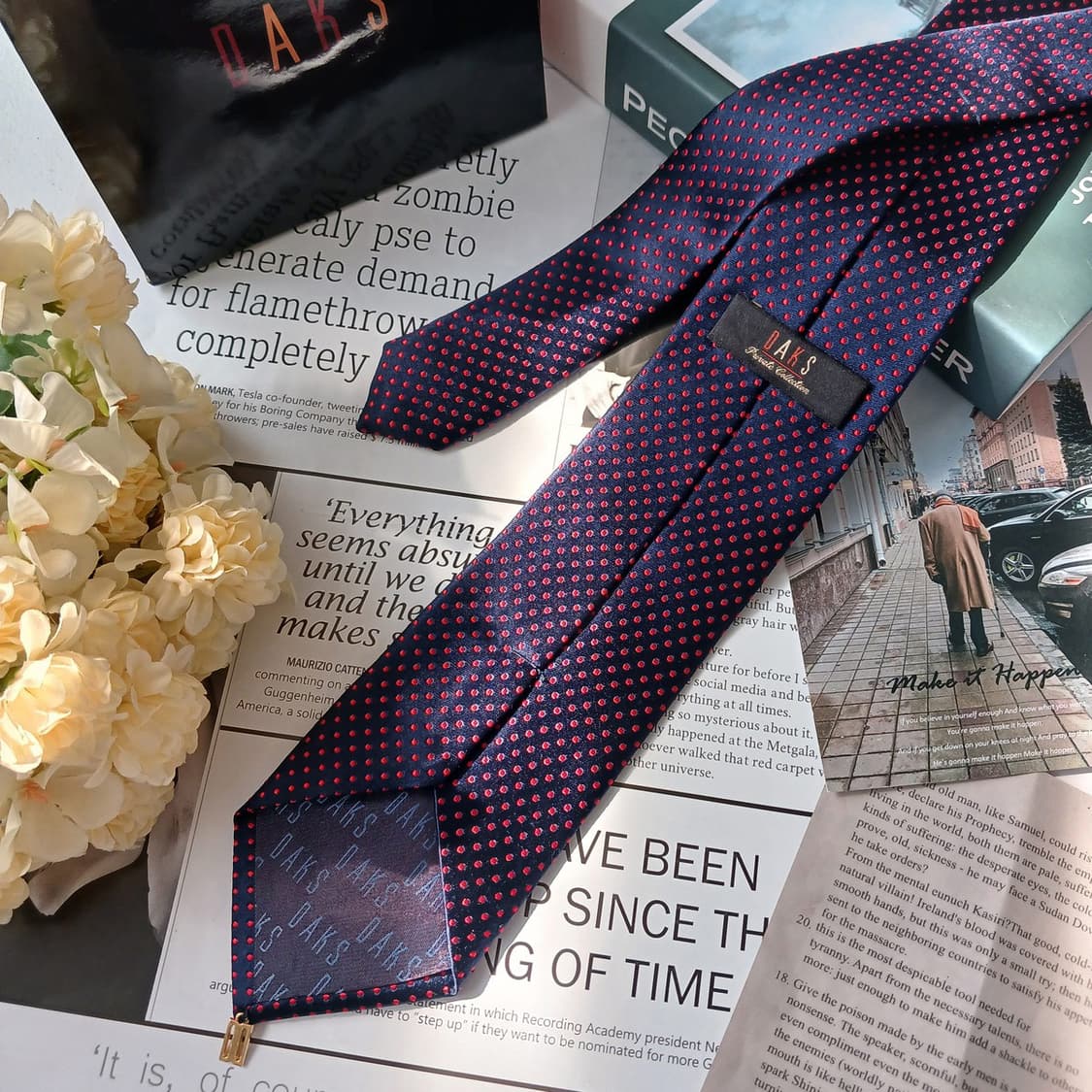 닥스 실크 네이비 도트 패턴 넥타이 8.1cm A+등급 E814 상품이미지4