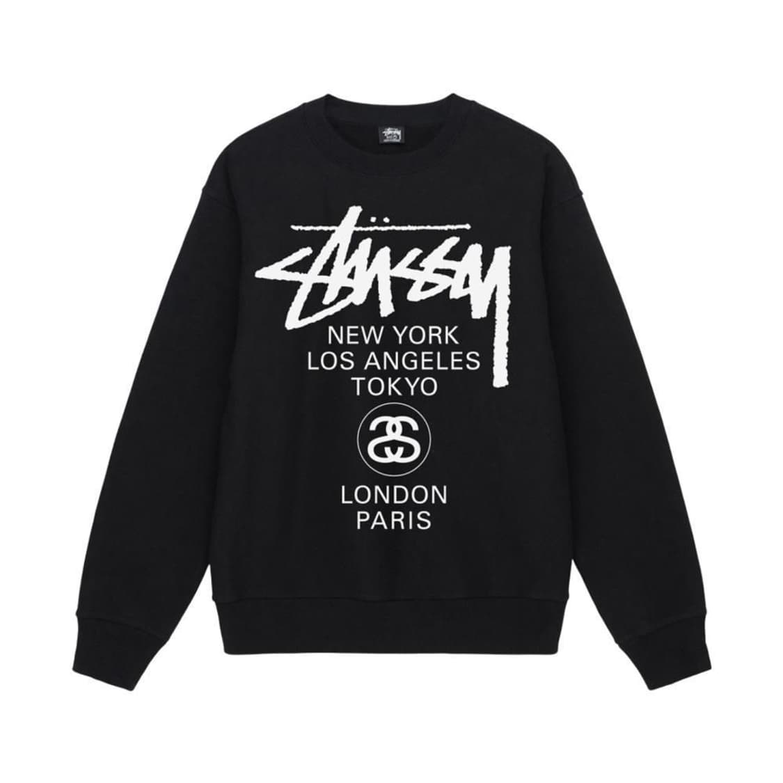 [M] 스투시 월드투어 크루넥 블랙 상품이미지1