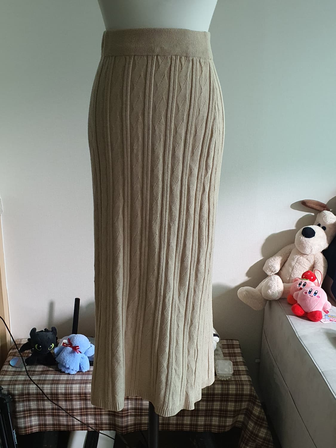 [모리걸] 니트 롱 스커트 베이지 FREE 상품이미지1