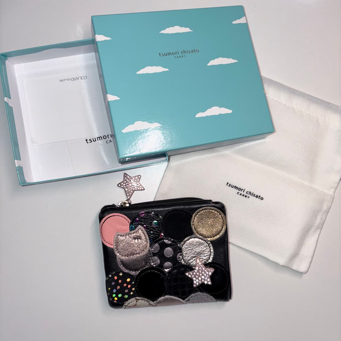 풀박스) 츠모리치사토 반지갑 블랙 패치 도트 상품이미지1