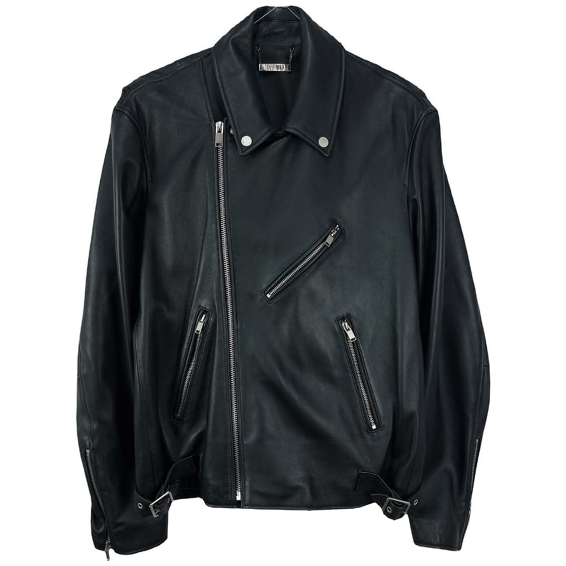 [드로우핏] 리얼 램스킨 양가죽 사선 라이더 자켓 블랙 M18908 상품이미지2