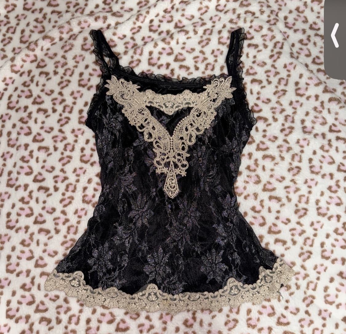 고딕 갸루 오리엔탈 페어리 레이스 자수 슬리브리스 나시 민소매 상품이미지1