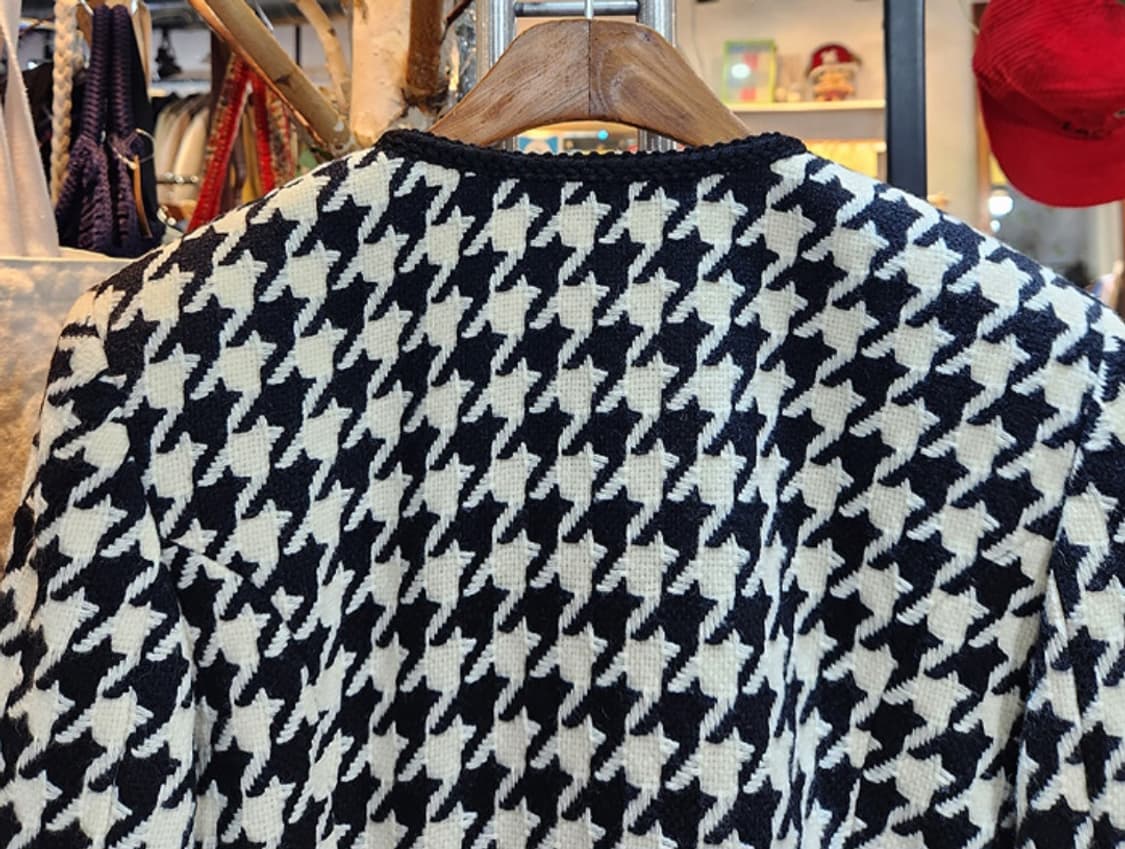 LOBJIE 트위드 체크 진주 버튼 자켓 상품이미지8