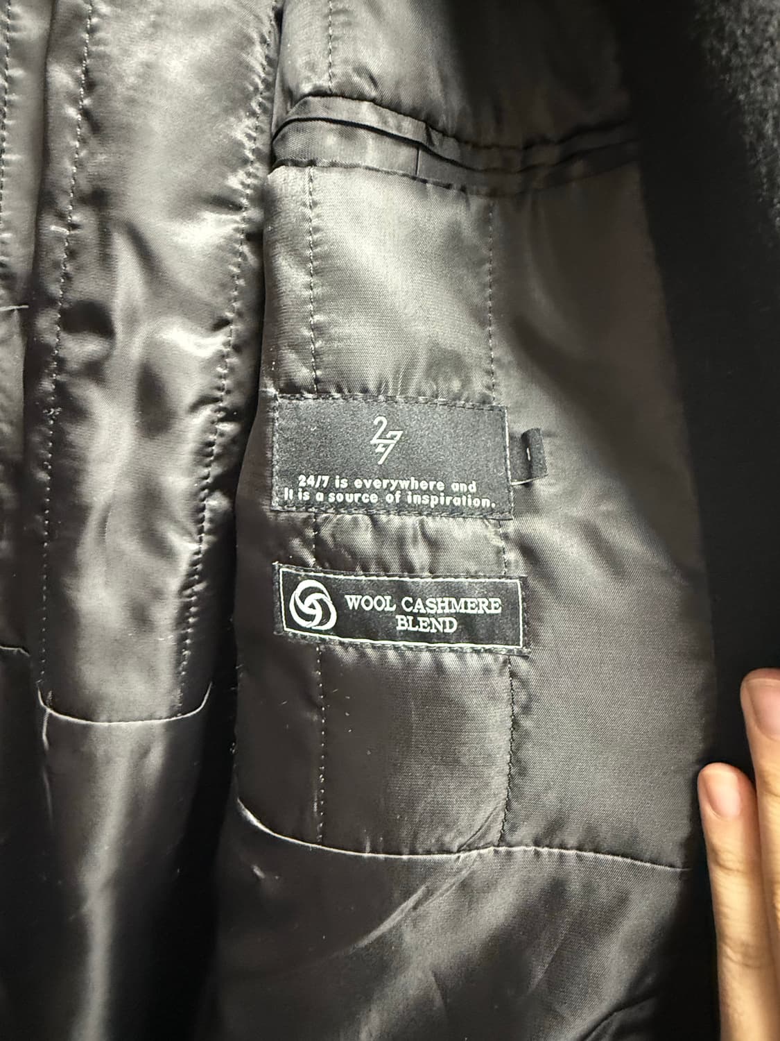 EVERYWHERE 24/7 블랙 울 캐시미어 코트 상품이미지2