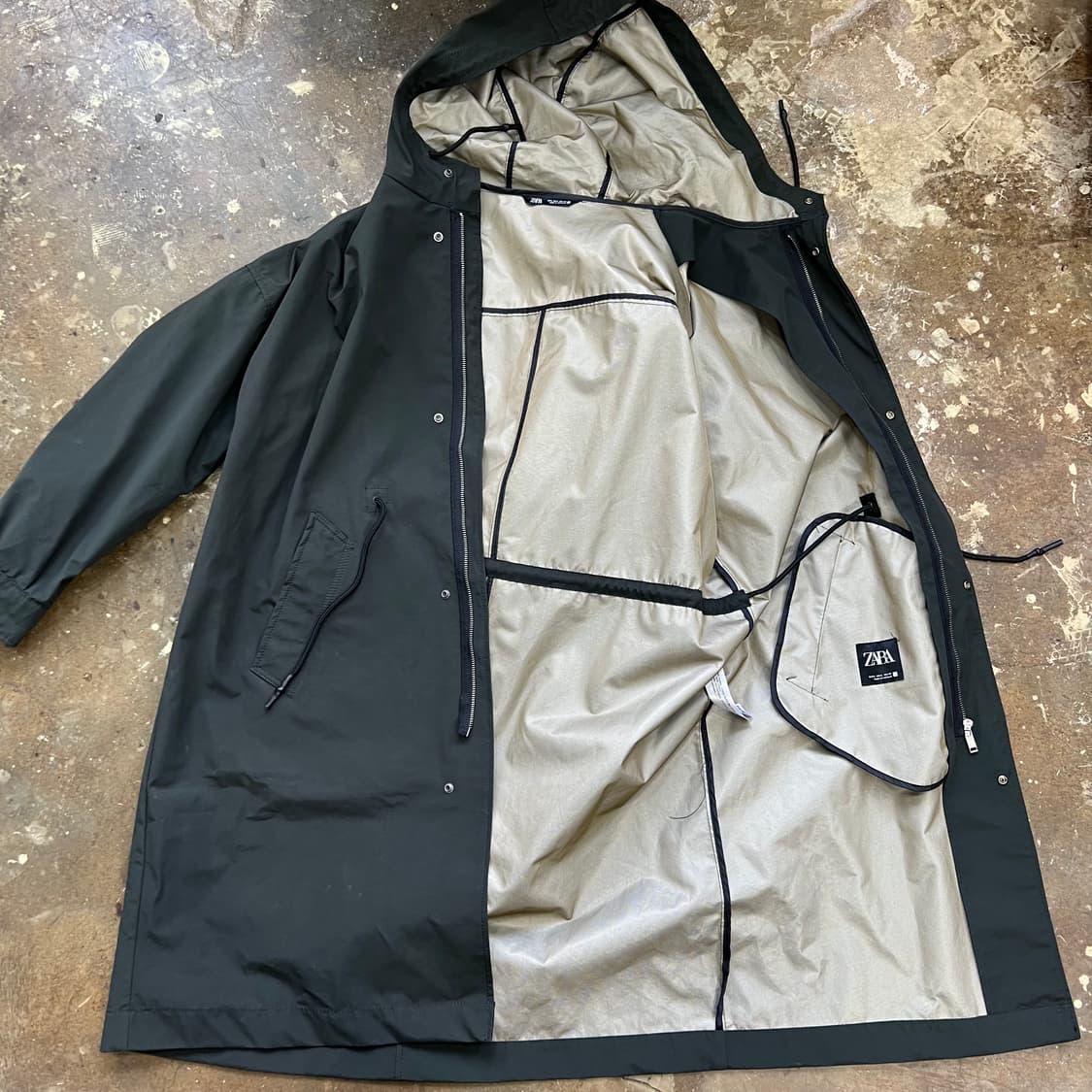 L) ZARA 자라 방수소재 후드 야상자켓 코트 점퍼 상품이미지6