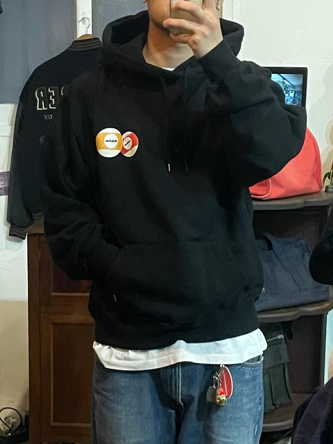 피치스 크림 로또 후드 블랙 L 상품이미지1