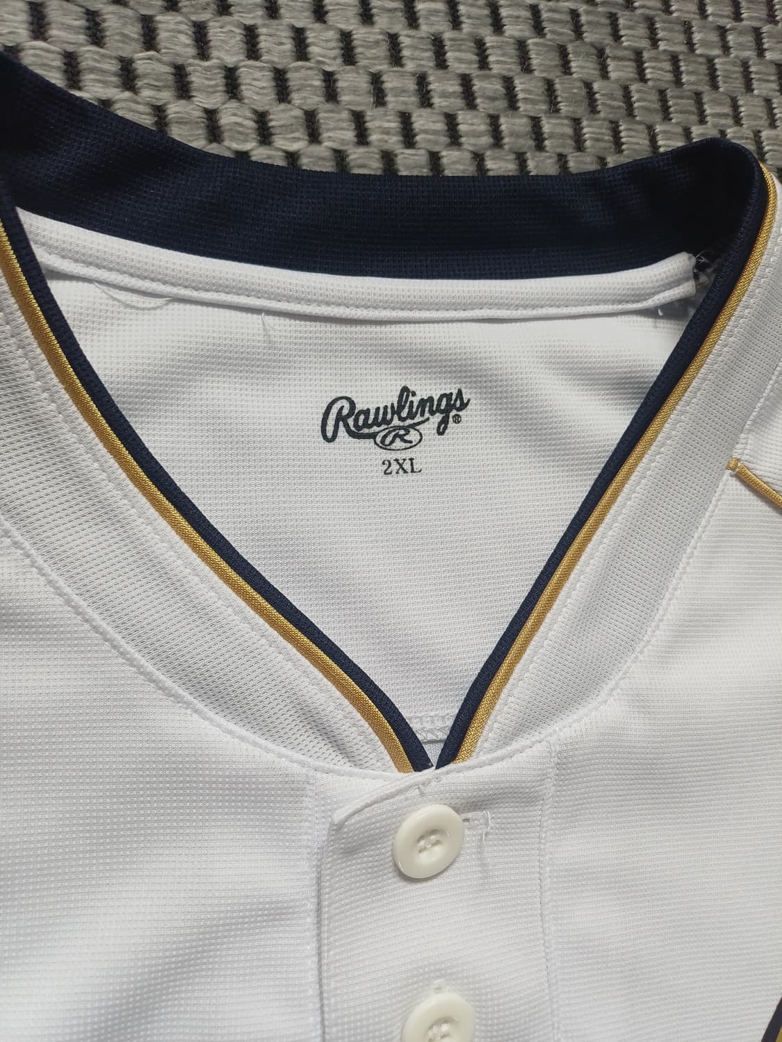 [2XL] 롤링스(Rawlings) 하프버튼 야구 유니폼 져지(국내생산) 상품이미지2
