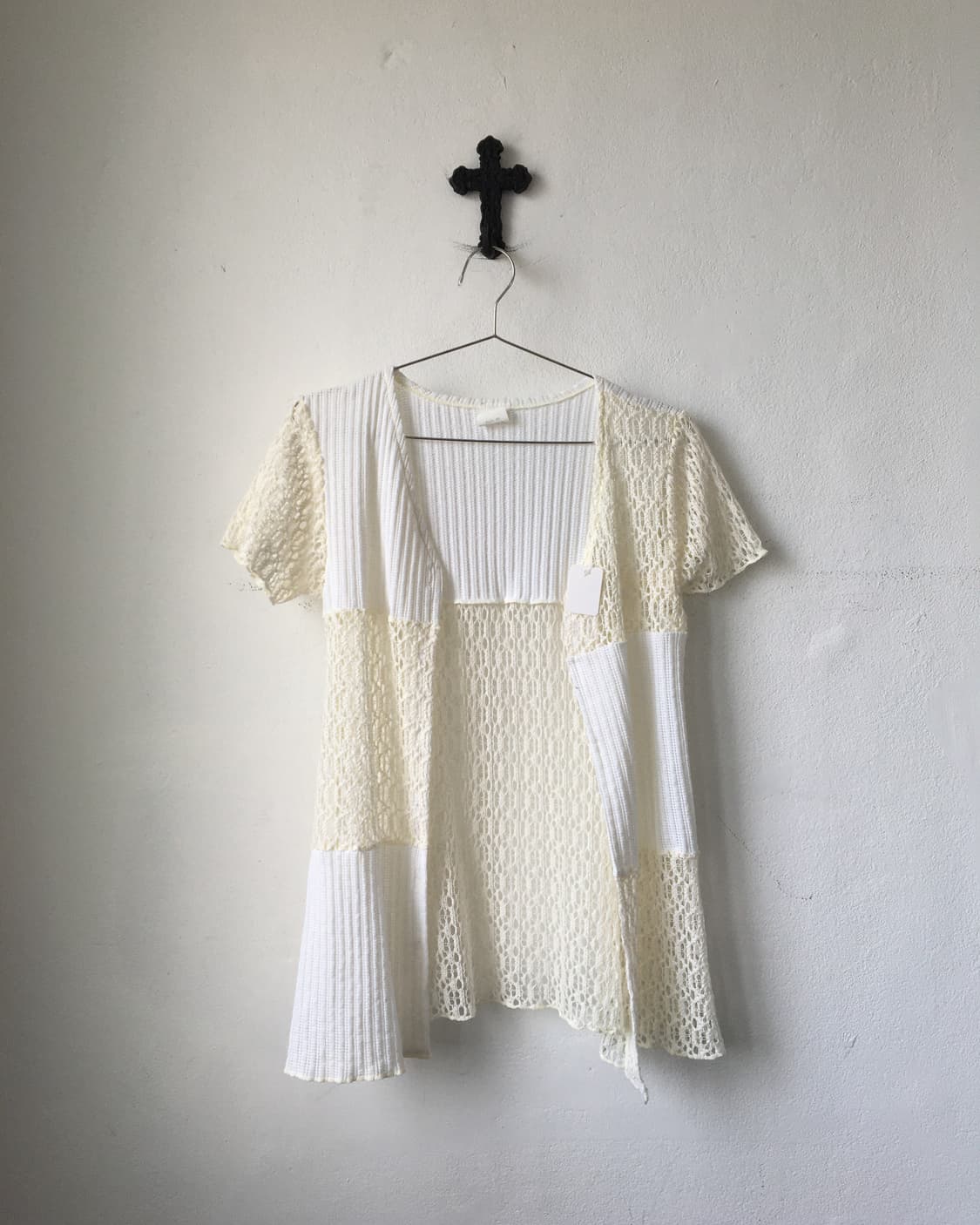 Crochet patch point open knit cardigan 상품이미지2